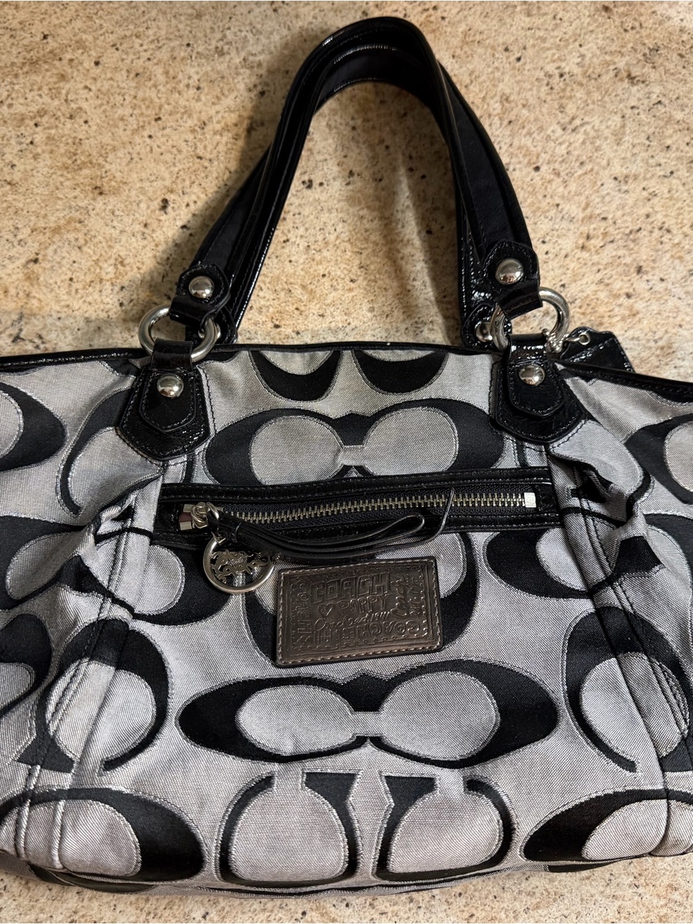 Coach Black & Silver Signature Shoulder Bag